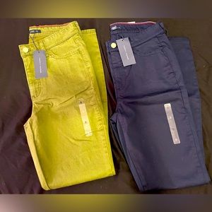 Tommy Hilfiger high rise pants . Olive and Navy blue color , size 0 .